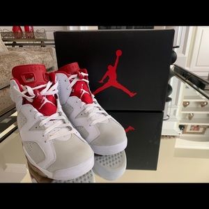 Air Jordan 6 Retro White/Gym Red-Pure Platinum Size 10